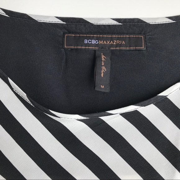 BCBGMAXAZRIA Stripe Blouse, Silk, Cutout Back, M - Picture 4 of 8